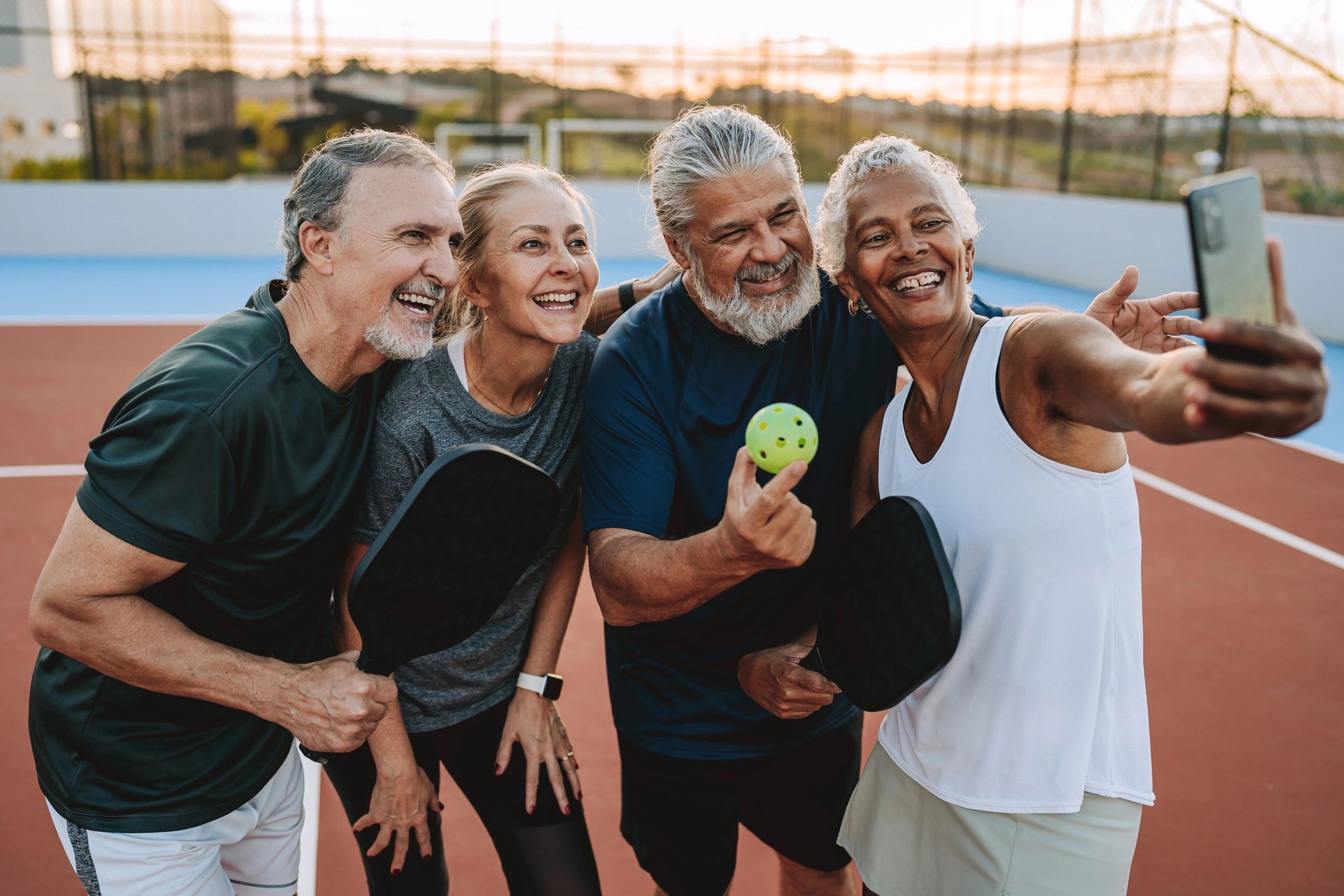 happy elderly group activities